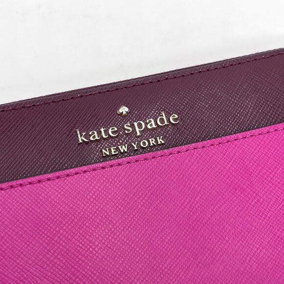 Kate Spade Staci Purple & Pink Color Block Large Bifold Wallet - Picture 2 of 12